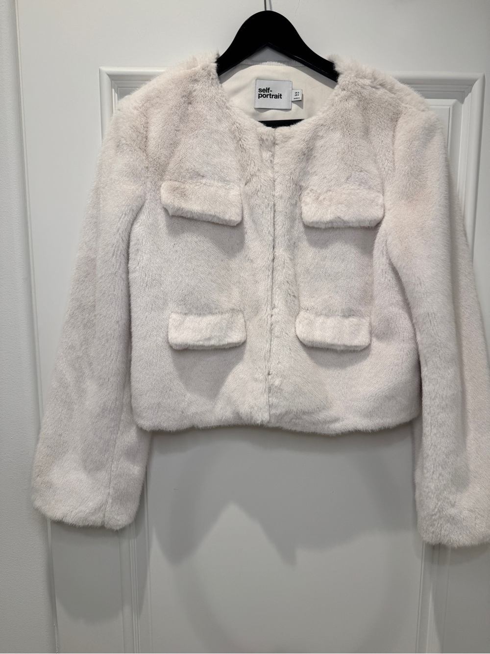 Self-Portrait Cream Faux-Shearling Pocket Jacket - Picture 4 of 7